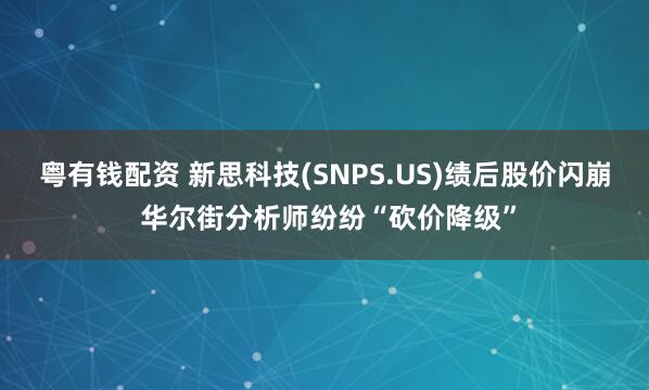 粤有钱配资 新思科技(SNPS.US)绩后股价闪崩 华尔街分析师纷纷“砍价降级”