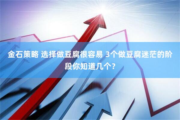 金石策略 选择做豆腐很容易 3个做豆腐迷茫的阶段你知道几个？